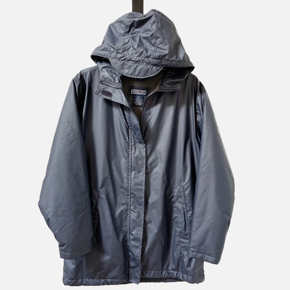 Lands' End Waterproof Fleece Lined Warm Hooded Rain Jacket Size Small 6/8